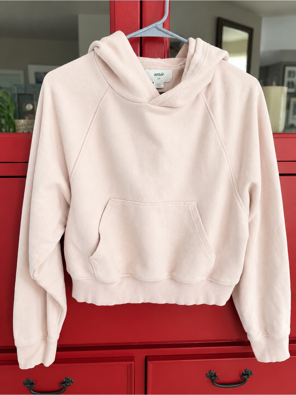 aerie Cropped Hoodie in Pale Pink